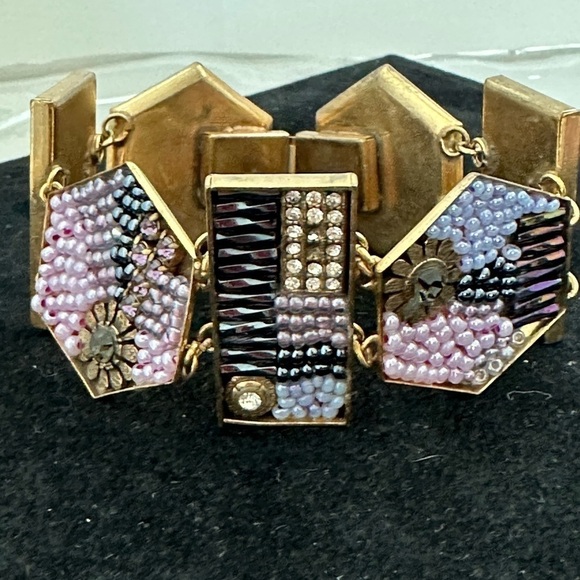 Art Deco Design Bracelet, Mosaic Beaded Pattern - Picture 2 of 7